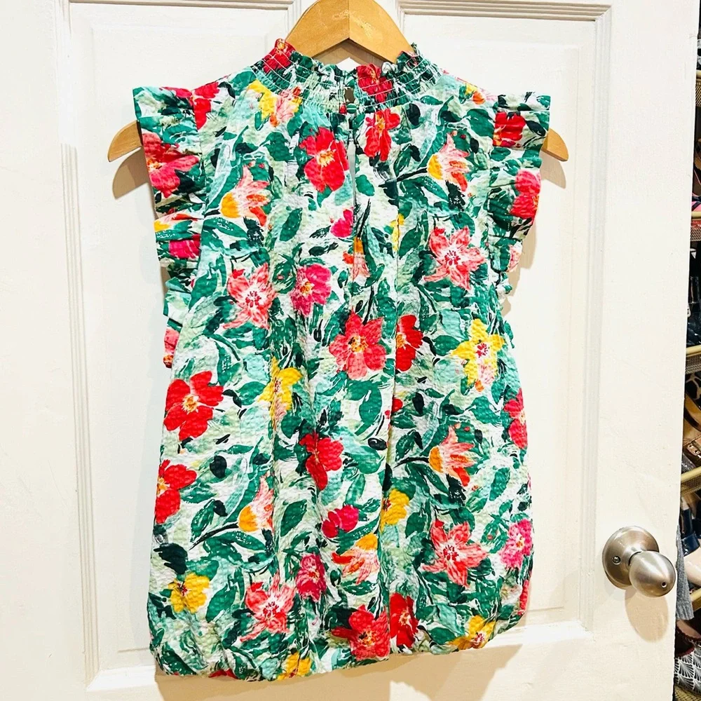{THML} Floral Print Ruffle Top - Picture 4 of 7